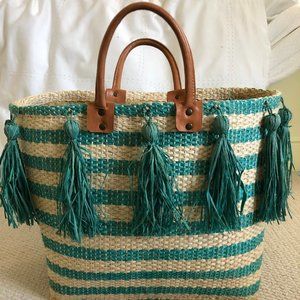 Striped Tassel Beach Tote